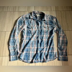 Lucky Brand Plaid peak snap button shirt size XL